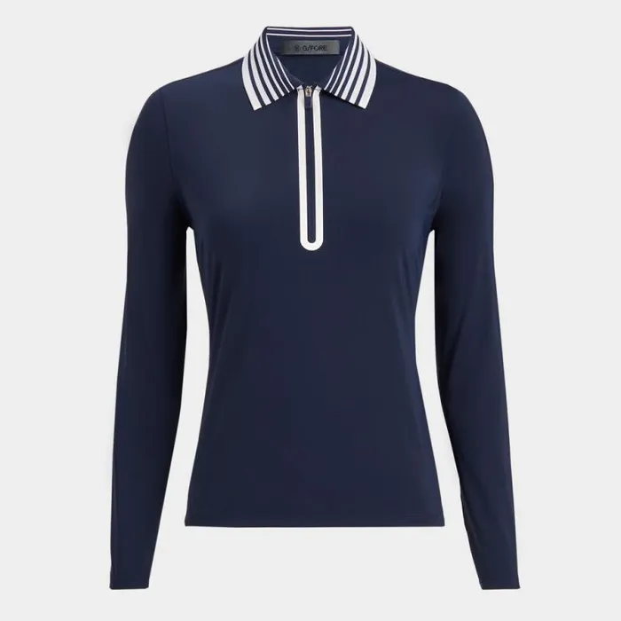 GFORE SILKY TECH NYLON QUARTER ZIP POLO Twilight Women Polos and Shirts