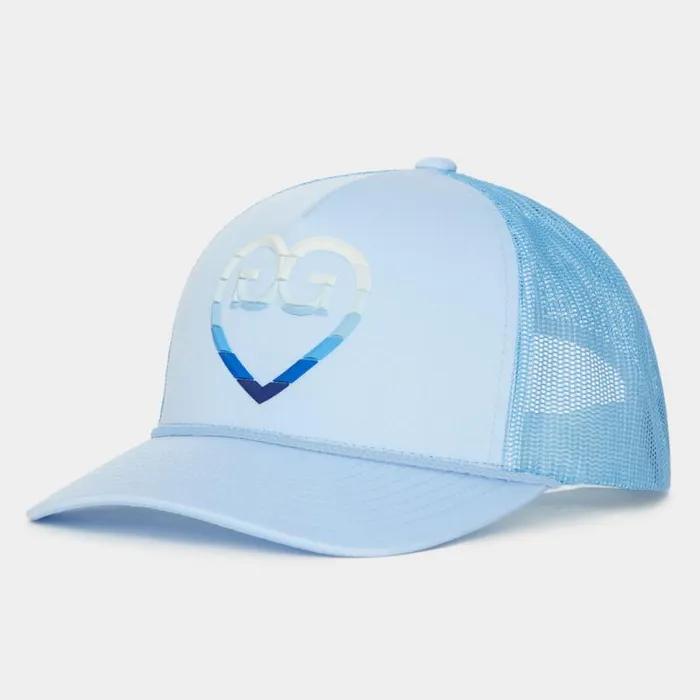 GFORE STRIPED HEART G039S INTERLOCK KNIT TRUCKER HAT Sky MenWomen Hats