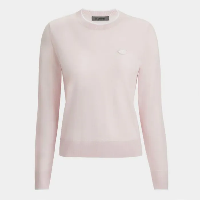 GFORE TIPPED MOTHER GOLFER MERINO WOOL CREWNECK SWEATER Blush Women Sweaters