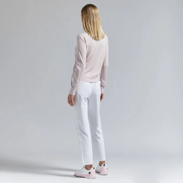 GFORE TIPPED MOTHER GOLFER MERINO WOOL CREWNECK SWEATER Blush Women Sweaters GFORE TIPPED MOTHER GOLFER MERINO WOOL CREWNECK SWEATER Blush Women Sweaters