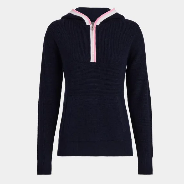 GFORE WAFFLE STITCH MERINO WOOL HOODED QUARTER ZIP SWEATER Twilight Women Hoodies and Tees GFORE WAFFLE STITCH MERINO WOOL HOODED QUARTER ZIP SWEATER Twilight Women Hoodies and Tees