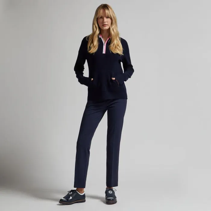 GFORE WAFFLE STITCH MERINO WOOL HOODED QUARTER ZIP SWEATER Twilight Women Hoodies and Tees