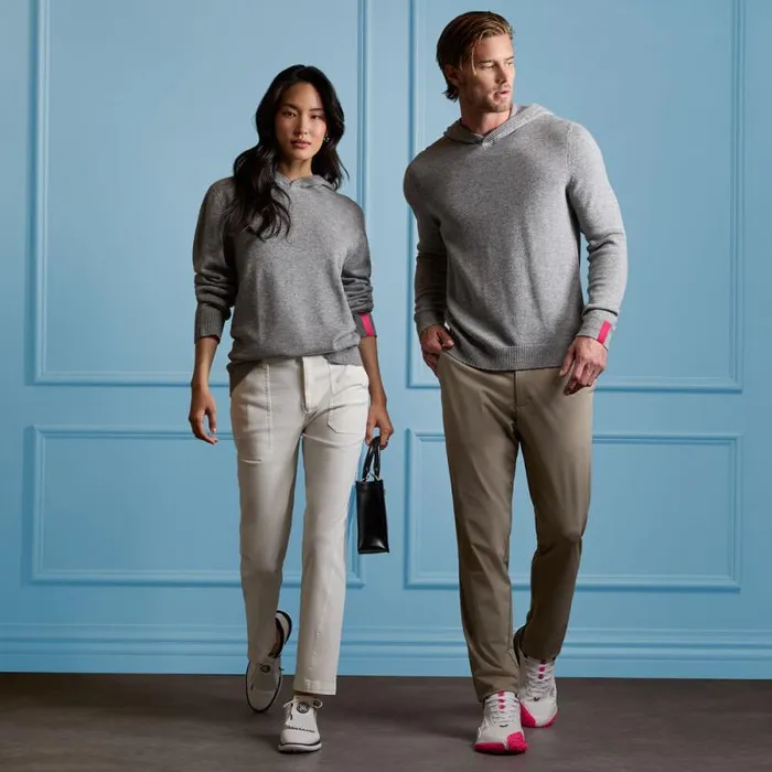 GFORE WASHABLE CASHMERE HOODED SWEATER Nimbus Melange Grey MenWomen Pullovers