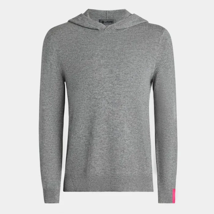 GFORE WASHABLE CASHMERE HOODED SWEATER Nimbus Melange Grey MenWomen Pullovers GFORE WASHABLE CASHMERE HOODED SWEATER Nimbus Melange Grey MenWomen Pullovers