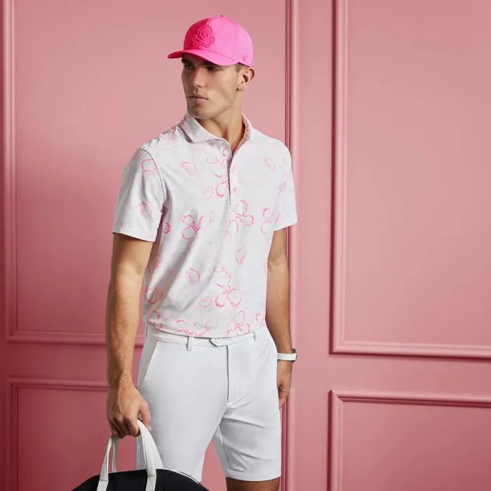 GFORE WATERCOLOUR FLORAL TECH PIQU POLO Blush Men Polos