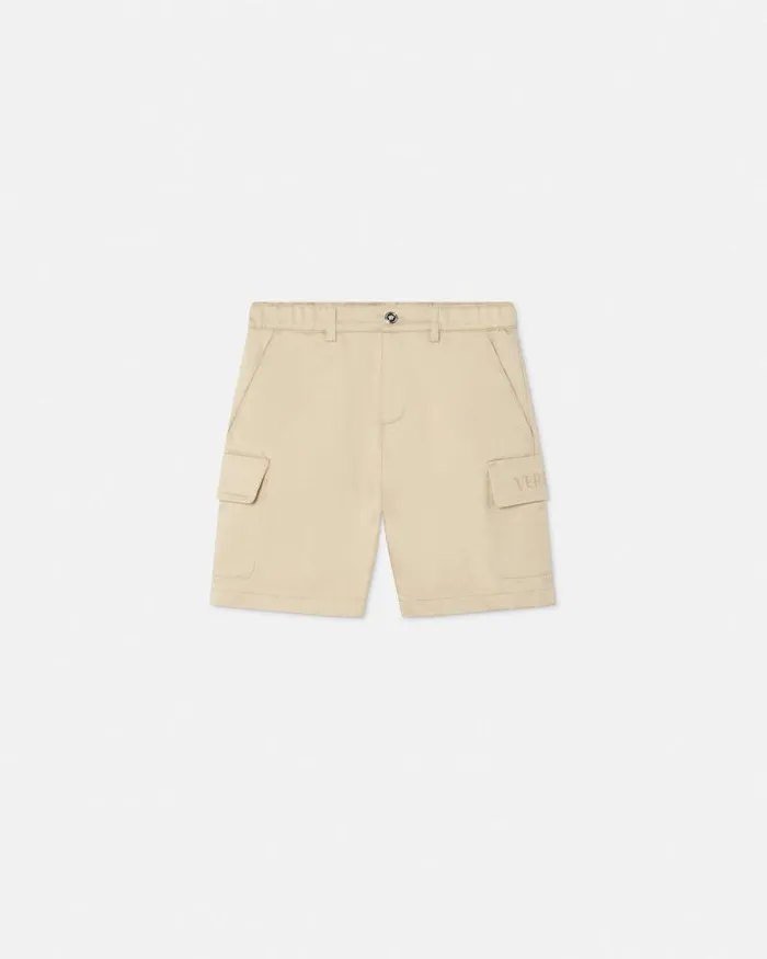 Gabardine Logo Baby Shorts Beige Children Versace Clothing
