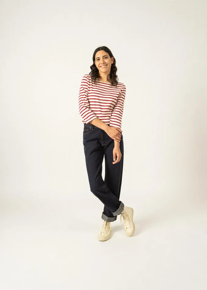 Galathee Ii Breton Striped Top With Sleeve Soft Cotton Ecrumaroon Women Saint James Breton Striped Shirts Galathee Ii Breton Striped Top With Sleeve Soft Cotton Ecrumaroon Women Saint James Breton Striped Shirts