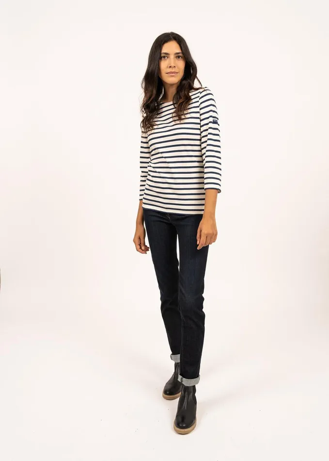 Galathee Ii Breton Striped Top With Sleeve Soft Cotton Ecrunavy Women Saint James Breton Striped Shirts