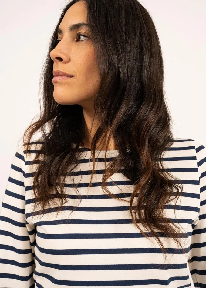 Galathee Ii Breton Striped Top With Sleeve Soft Cotton Ecrunavy Women Saint James Breton Striped Shirts