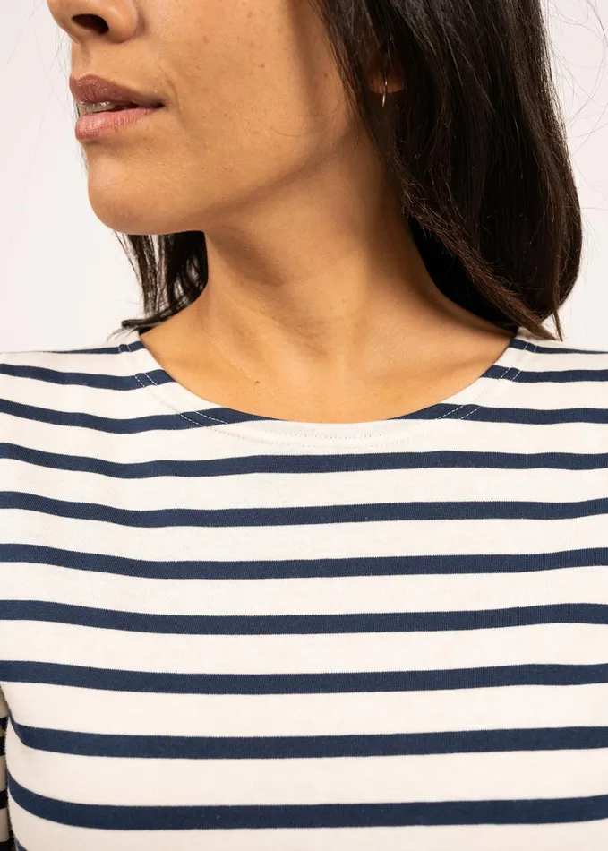 Galathee Ii Breton Striped Top With Sleeve Soft Cotton Ecrunavy Women Saint James Breton Striped Shirts