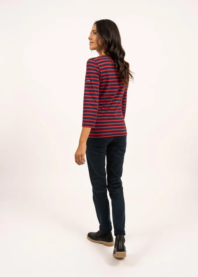 Galathee Ii Breton Striped Top With Sleeve Soft Cotton Navyred Women Saint James Breton Striped Shirts