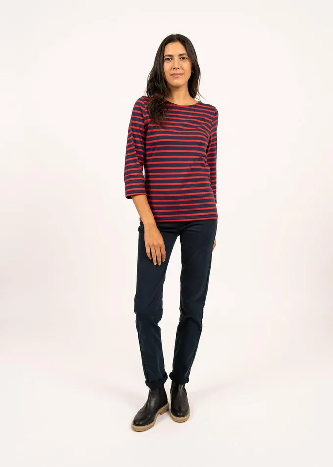 Galathee Ii Breton Striped Top With Sleeve Soft Cotton Navyred Women Saint James Breton Striped Shirts