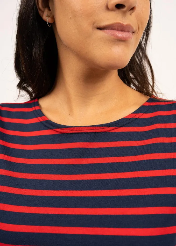 Galathee Ii Breton Striped Top With Sleeve Soft Cotton Navyred Women Saint James Breton Striped Shirts