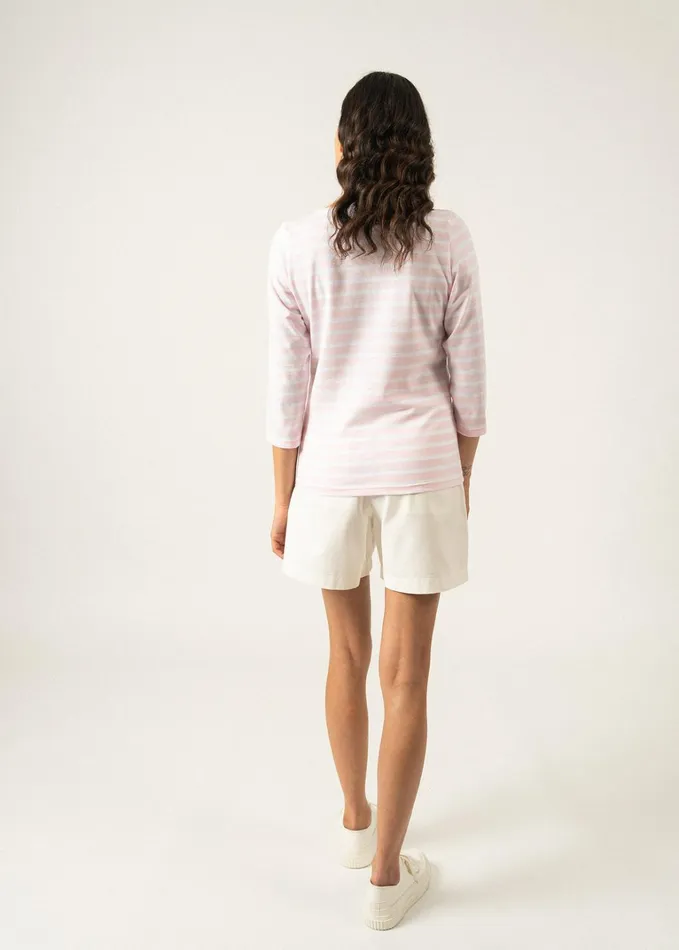 Galathee Ii Breton Striped Top With Sleeve Soft Cotton Palepinkwhite Women Saint James Breton Striped Shirts