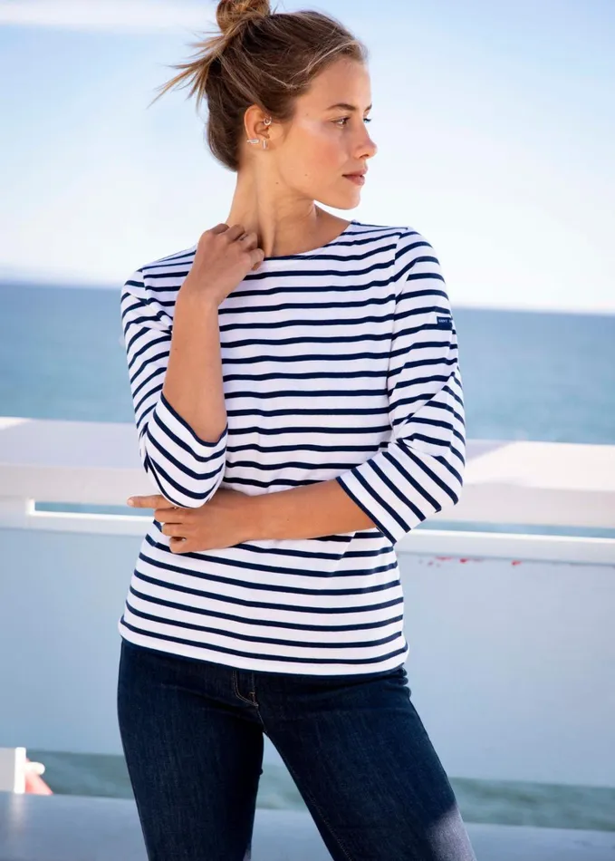 Galathee Ii Breton Striped Top With Sleeve Soft Cotton Whitenavy Women Saint James Breton Striped Shirts Galathee Ii Breton Striped Top With Sleeve Soft Cotton Whitenavy Women Saint James Breton Striped Shirts