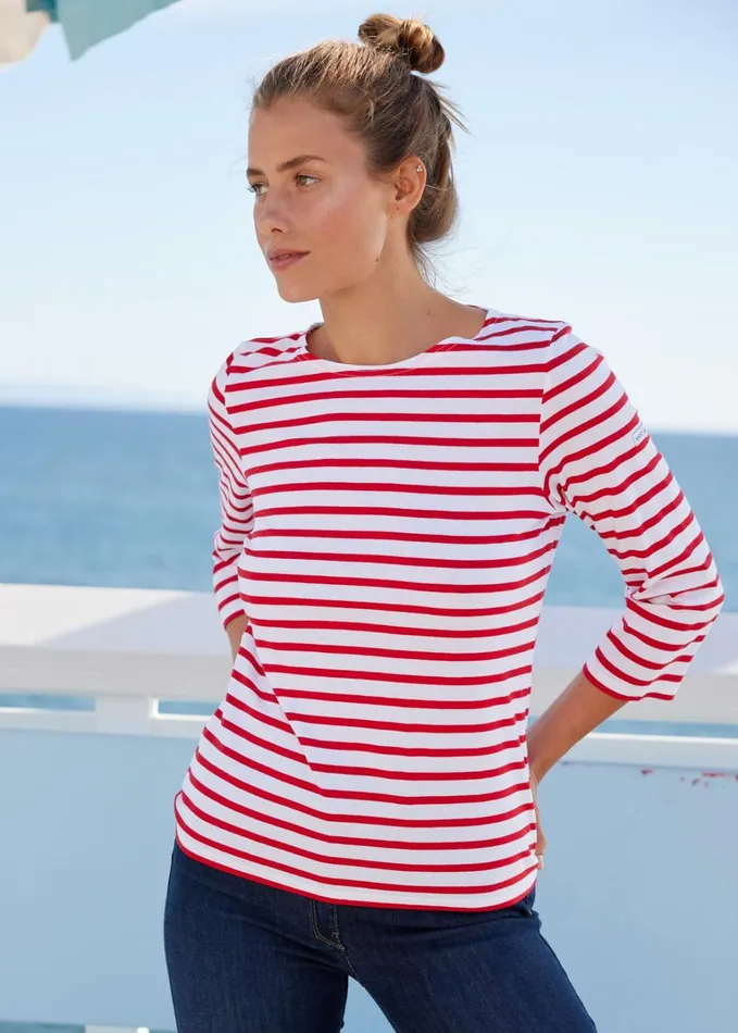 Galathee Ii Breton Striped Top With Sleeve Soft Cotton Whitered Women Saint James Breton Striped Shirts Galathee Ii Breton Striped Top With Sleeve Soft Cotton Whitered Women Saint James Breton Striped Shirts