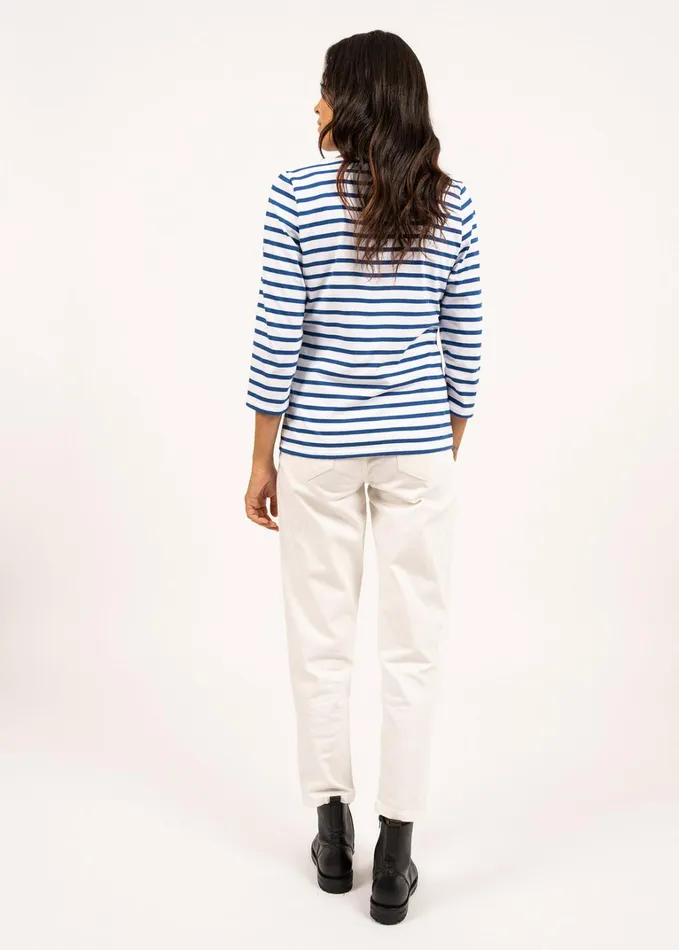 Galathee Ii Breton Striped Top With Sleeve Soft Cotton Whiteroyalblue Women Saint James Breton Striped Shirts