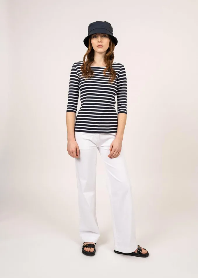 GardeCote Iii Nautical Striped Sport Top With Uv Protection Navywhite Women Saint James Breton Striped Shirts