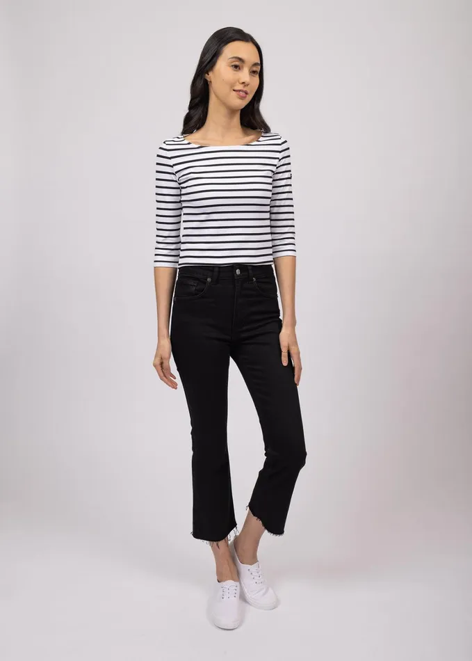 GardeCote Iii Nautical Striped Sport Top With Uv Protection Whiteblack Women Saint James Breton Striped Shirts