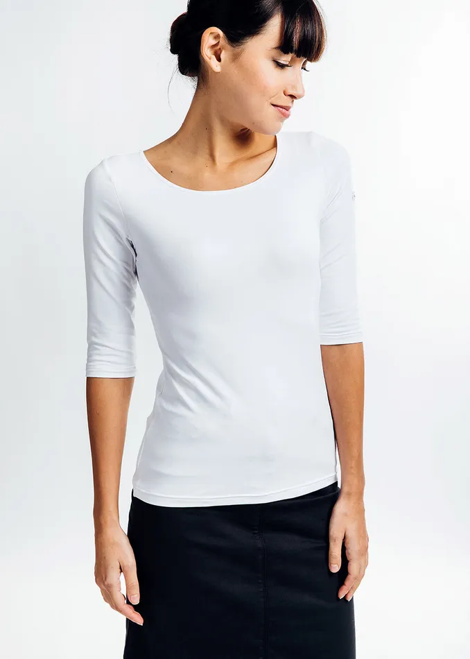 GardeCote Iii Solid White Top With Uv Protection White Women Saint James Breton Striped Shirts