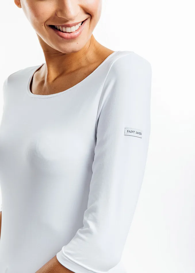 GardeCote Iii Solid White Top With Uv Protection White Women Saint James Breton Striped Shirts