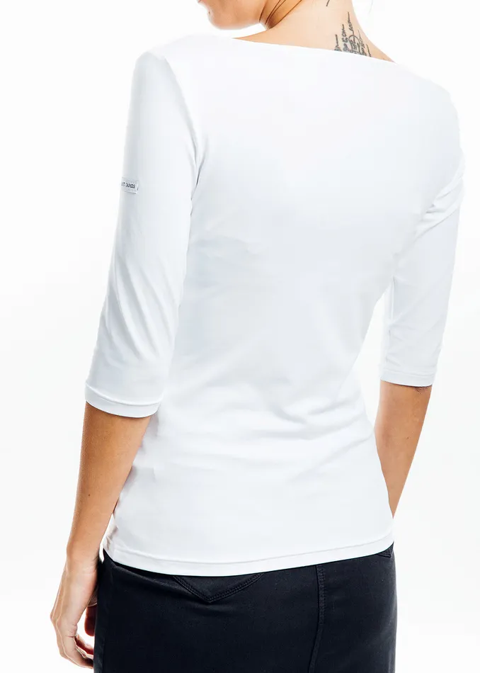 GardeCote Iii Solid White Top With Uv Protection White Women Saint James Breton Striped Shirts