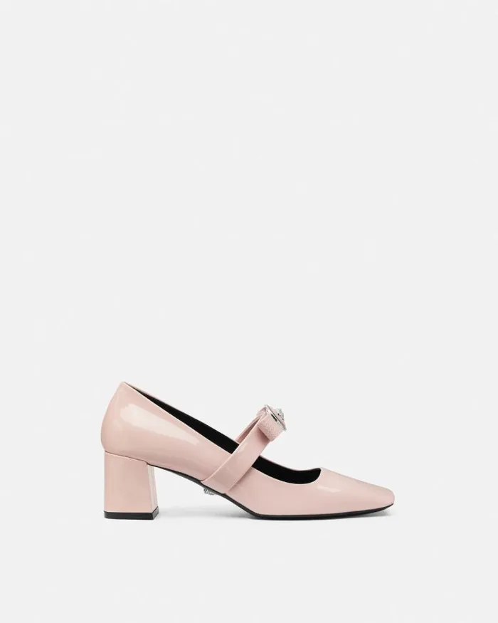 Gianni Ribbon Block Pumps 55 Mm Light Pink Women Versace Pumps and Slingbacks Gianni Ribbon Block Pumps 55 Mm Light Pink Women Versace Pumps and Slingbacks