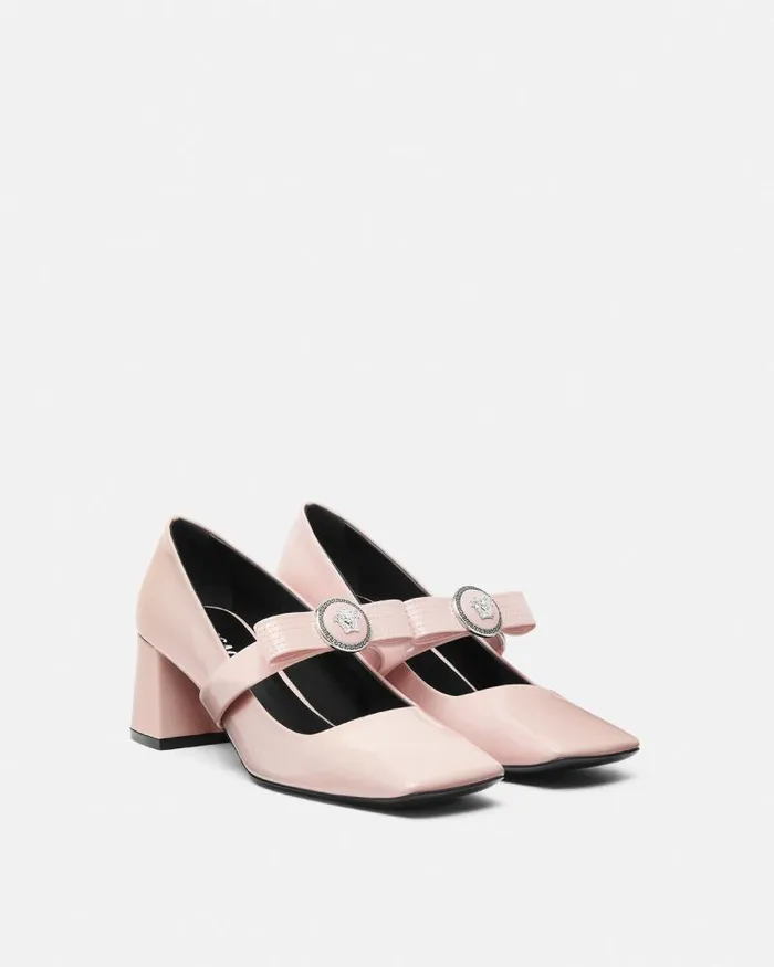 Gianni Ribbon Block Pumps 55 Mm Light Pink Women Versace Pumps and Slingbacks