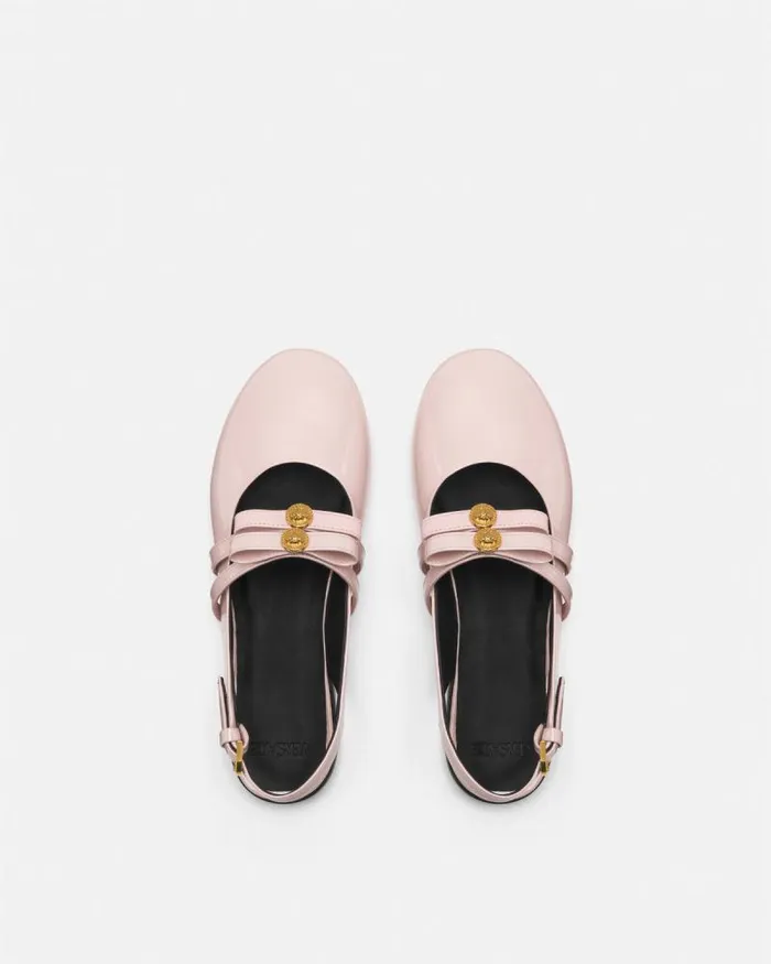 Gianni Ribbon Kids Slingback Ballerinas Light Pink Children Versace Shoes