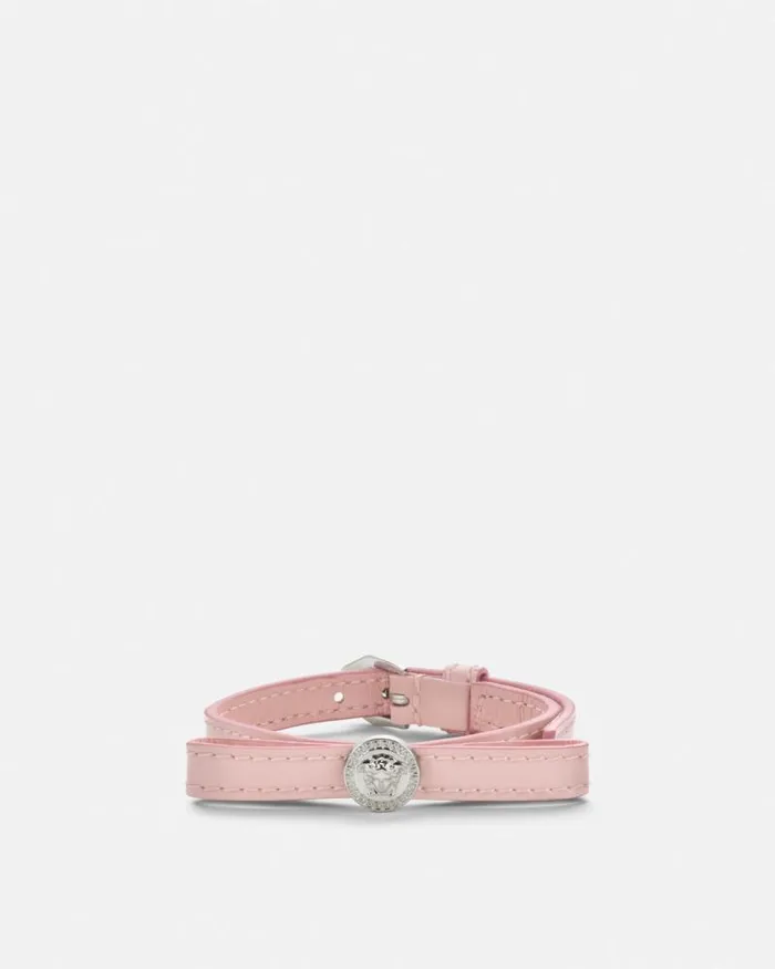 Gianni Ribbon Leather Bracelet Light Pink Women Versace Bracelets