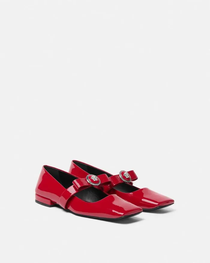 Gianni Ribbon Patent Ballerinas Red Women Versace Gianni Ribbon