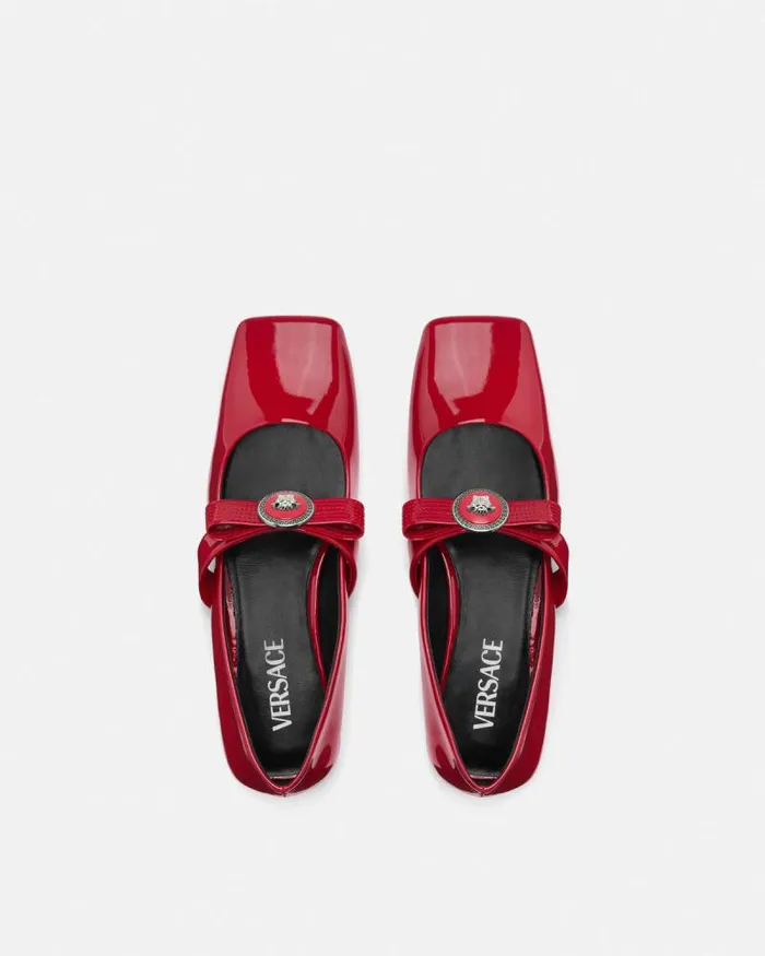 Gianni Ribbon Patent Ballerinas Red Women Versace Gianni Ribbon