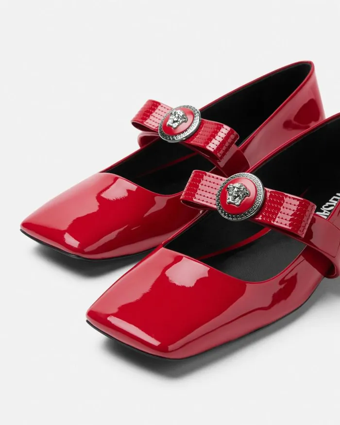 Gianni Ribbon Patent Ballerinas Red Women Versace Gianni Ribbon