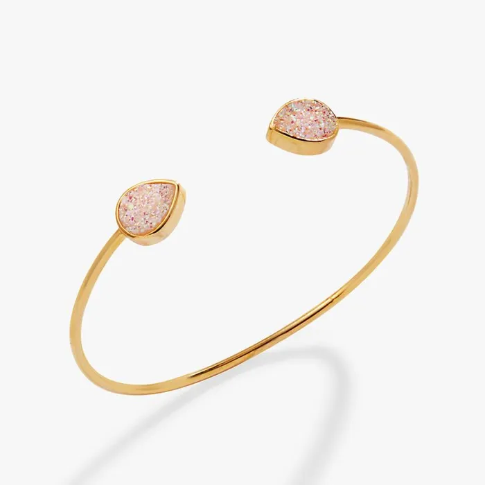 Glitter Druzy Flex Cuff Bracelet Pink Gold Women Alex And Ani Anniversary