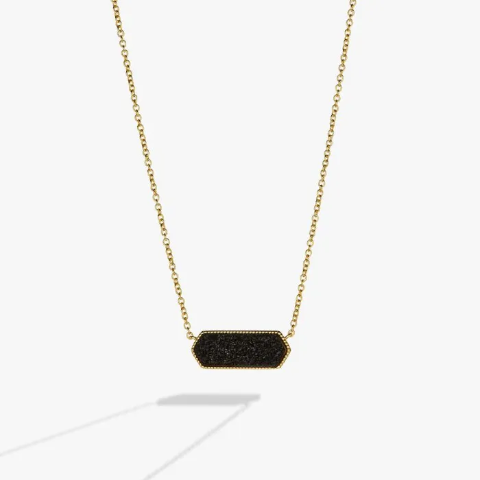Glitter Druzy Pendant Necklace Black Gold Women Alex And Ani Necklaces