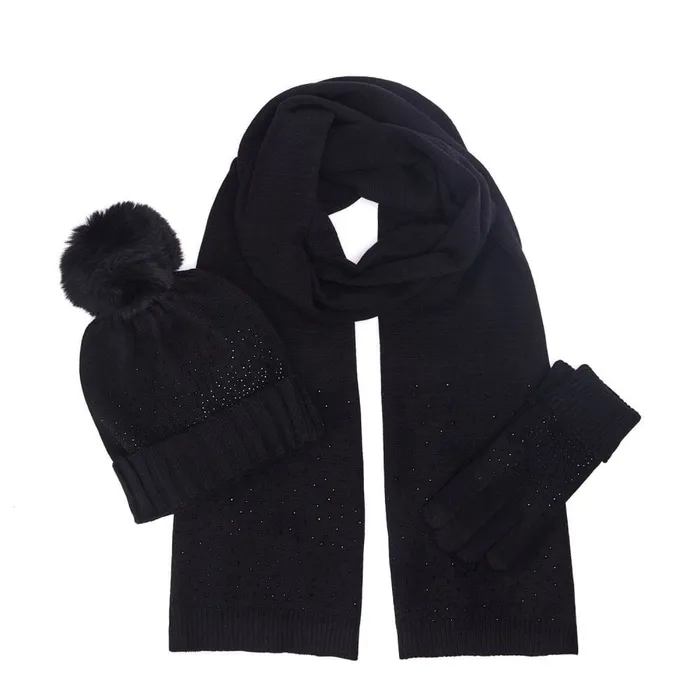 Gloves Women Moda In Pelle Praticiogiftset Black Textile