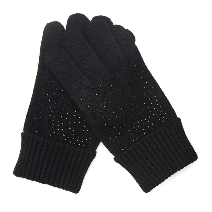 Gloves Women Moda In Pelle Praticiogiftset Black Textile
