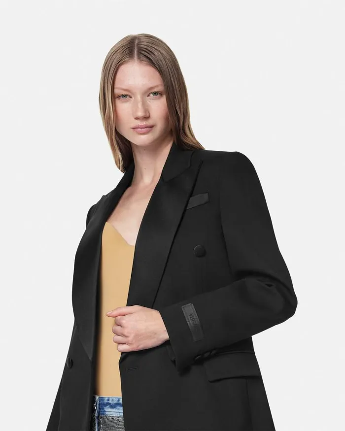 Grain De Poudre StraightFit Masculine Blazer Black Women Versace Blazer and Jackets