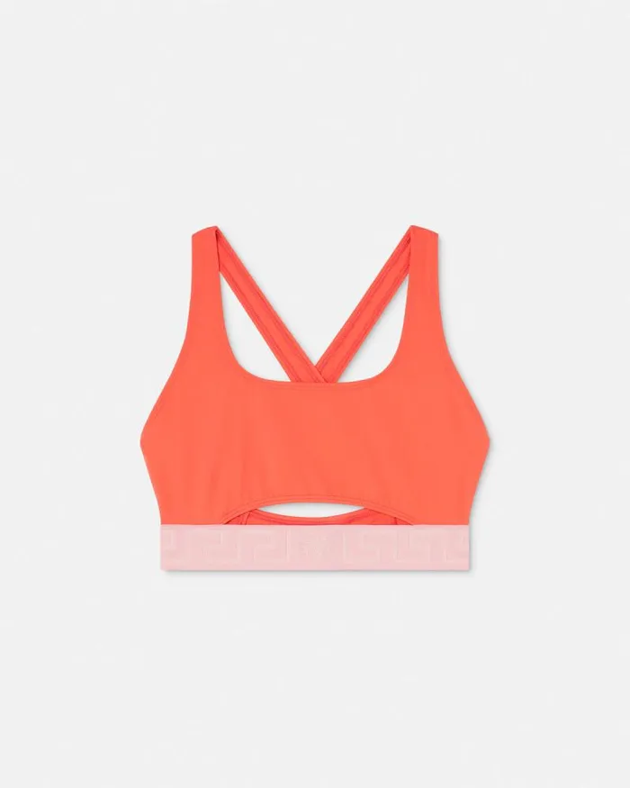 Greca Border Bikini Top Coral Women Versace Swimwear
