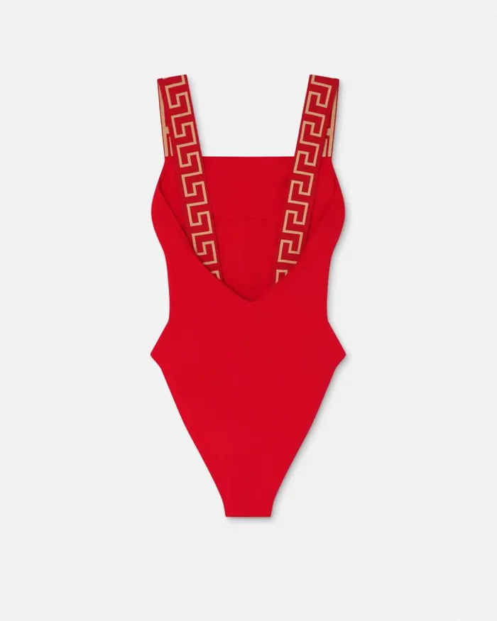Greca Border OnePiece Swimsuit Red Women Versace Swimwear