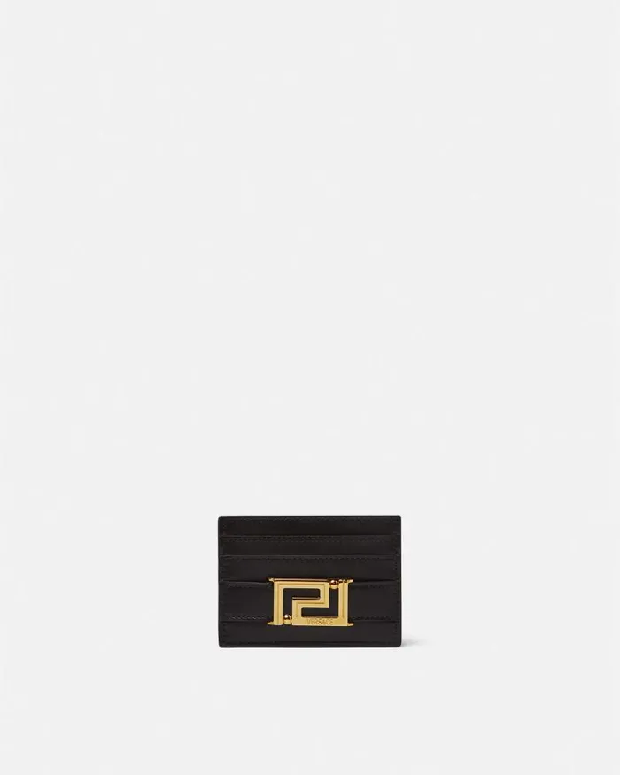 Greca Goddess Card Holder Blackgold Women Versace Wallets