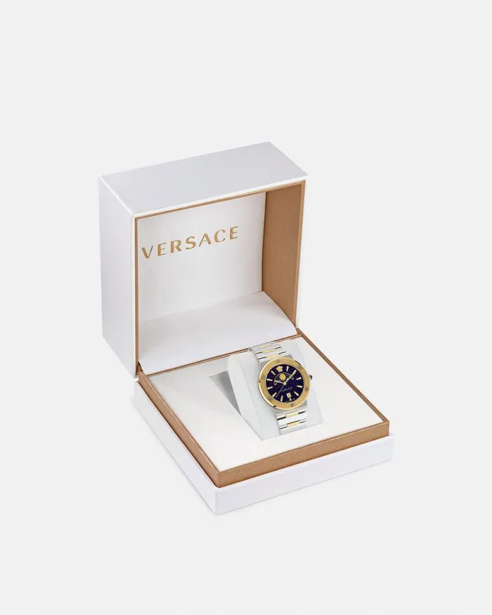 Greca Logo Moonphase Watch Silvergold Women Versace Watches