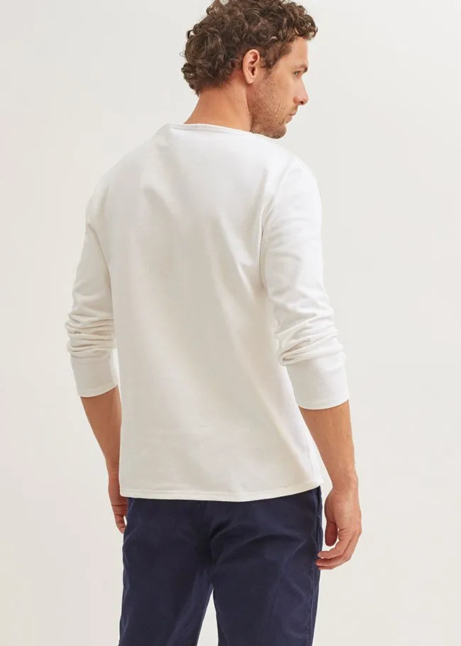 Guildo Boat Neck Breton Shirt Heavyweight Cotton Ecru Men Saint James Breton Striped Shirts