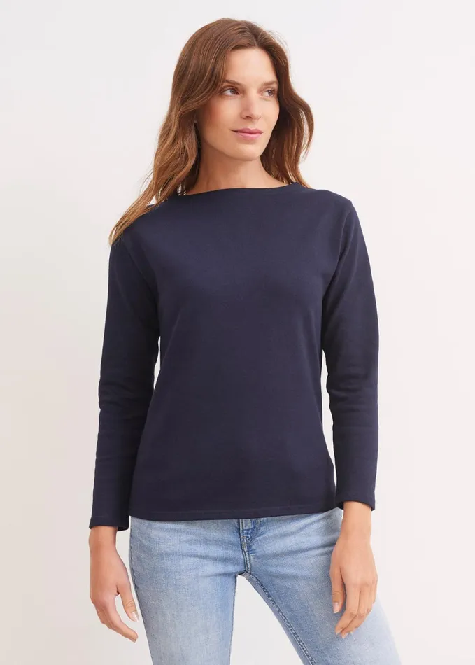 Guildo Boat Neck Breton Shirt Heavyweight Cotton Navy Women Saint James Breton Striped Shirts Guildo Boat Neck Breton Shirt Heavyweight Cotton Navy Women Saint James Breton Striped Shirts