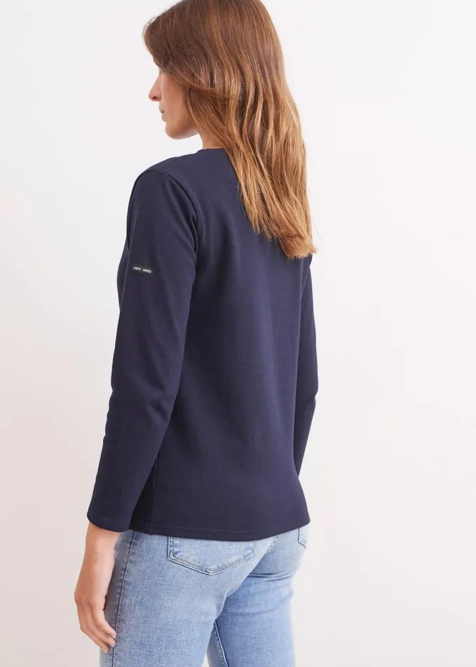 Guildo Boat Neck Breton Shirt Heavyweight Cotton Navy Women Saint James Breton Striped Shirts