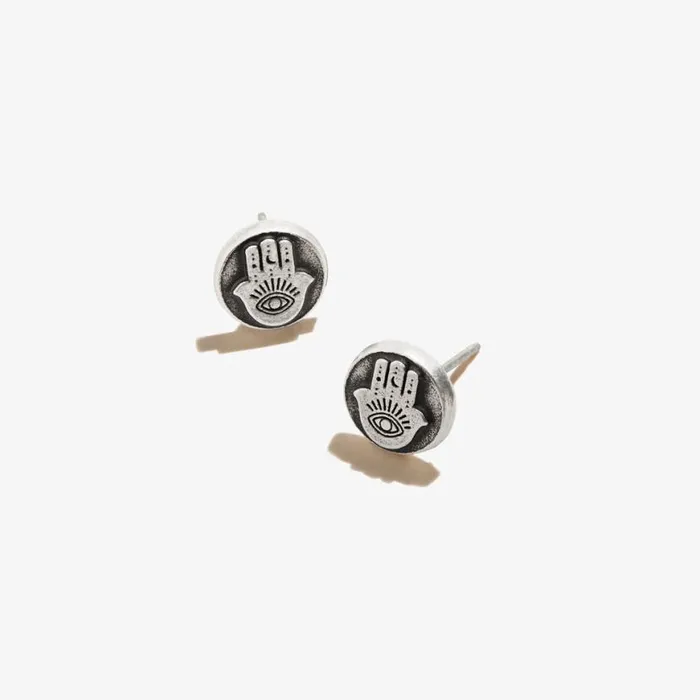 Hamsa Circle Stud Earrings Rafaelian Silver Women Alex And Ani Strength Protection Hamsa Circle Stud Earrings Rafaelian Silver Women Alex And Ani Strength Protection