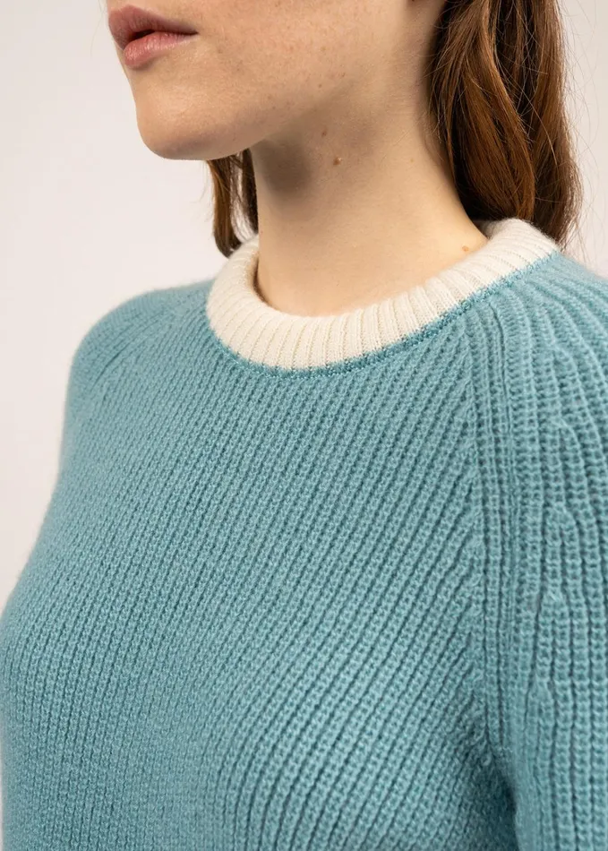 Hasparren ColorBlock Sweater In Mohair Wool Blend Jadeneonorangewinterwhite Women Saint James Sweaters Cardigans and Jackets