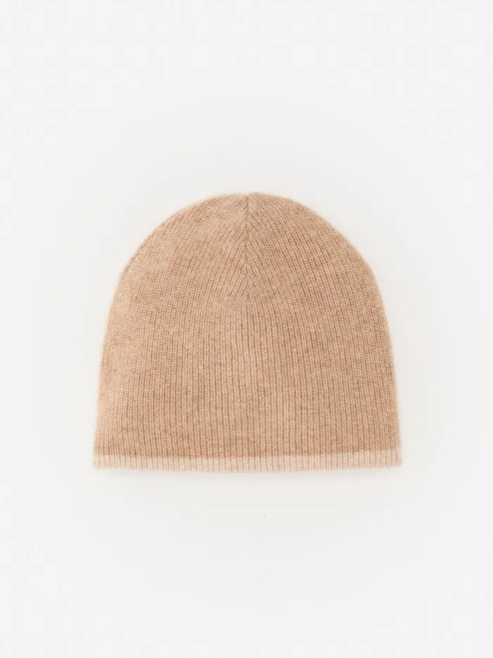 Hats and Gloves Women JMcLaughlin Giulia Cashmere Beanie Heather Camelheather Oatmeal