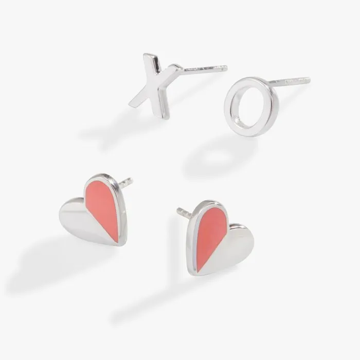 Heart 039XO039 Stud Earrings Set Of 2 Silver Women Alex And Ani Heart