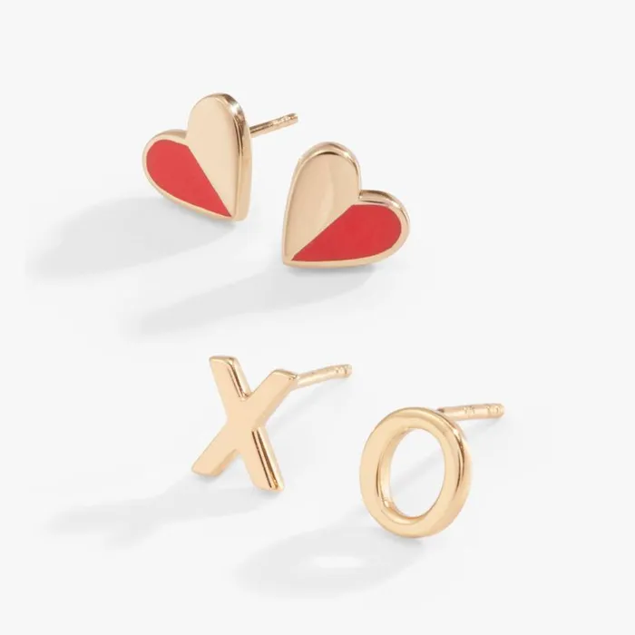 Heart 039XO039 Stud Earrings Set Of 2 Silver Women Alex And Ani Heart